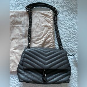 REBECCA MINKOFF
Leather Edie Quilted Crossbody With Chain Strap. color:graphite